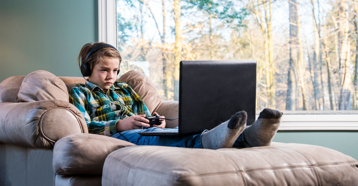 child with video game