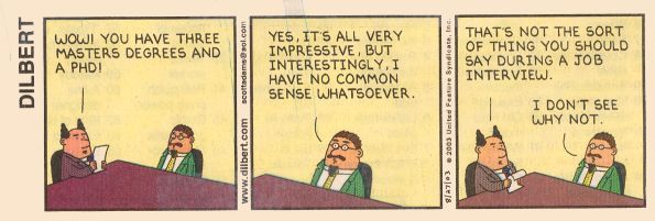 Dilbert cartoon about common sense